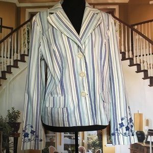 Nordstrom Pinstriped Blazer,  Appliqué Sleeve